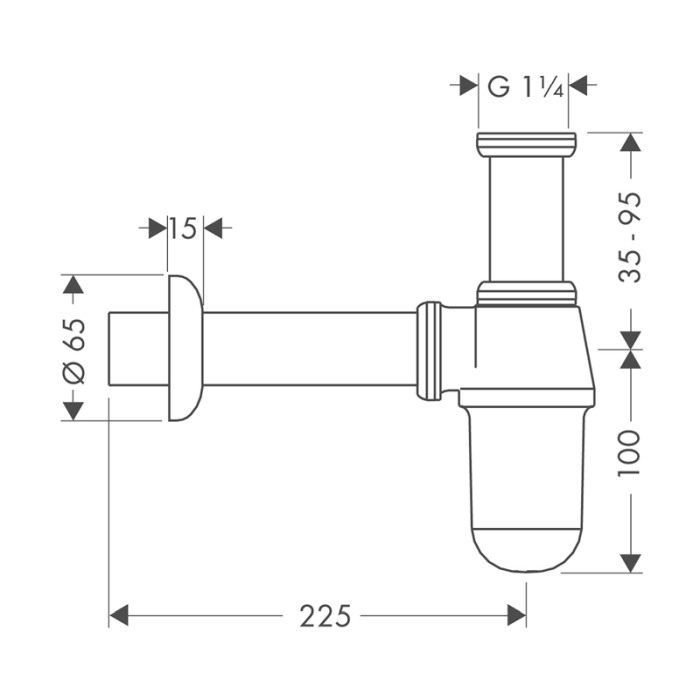 Sifon lavoar Hansgrohe, metal, crom [2]