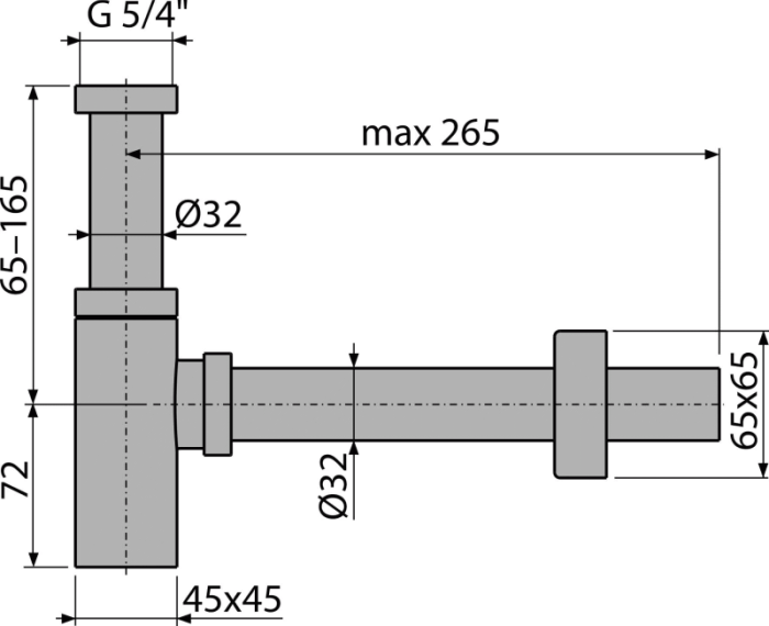 Sifon lavoar unghiular A401 DN32 metalic [3]