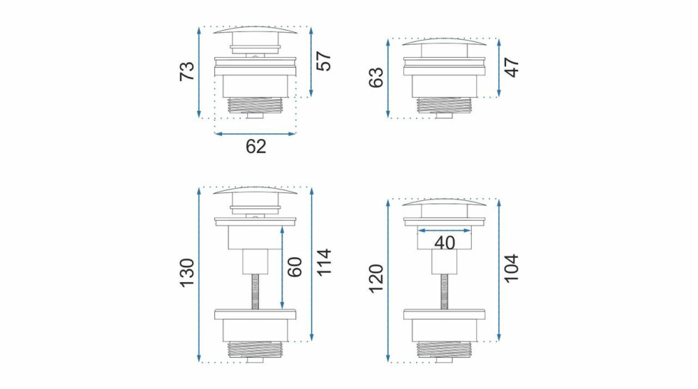 Sifon pentru lavoar Rea cu Dop click-clack REA cupru periat [5]