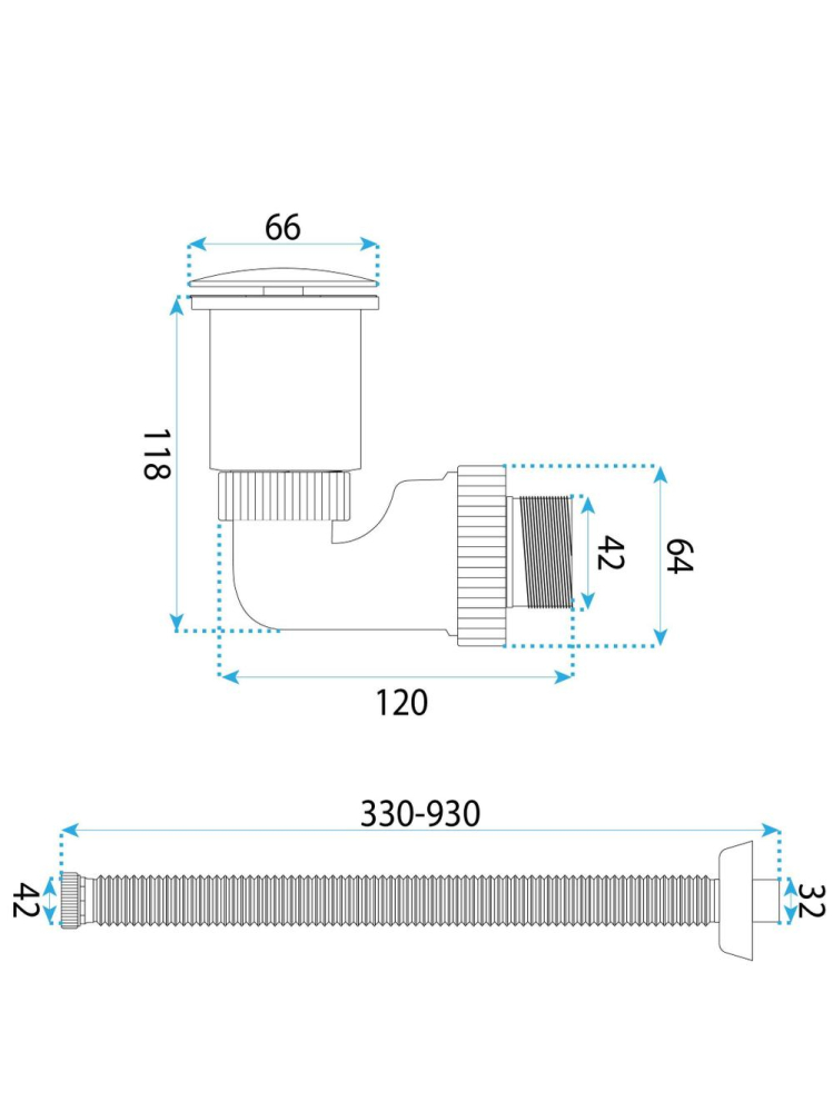 Sifon pentru lavoar REA Flow auriu periat  [8]