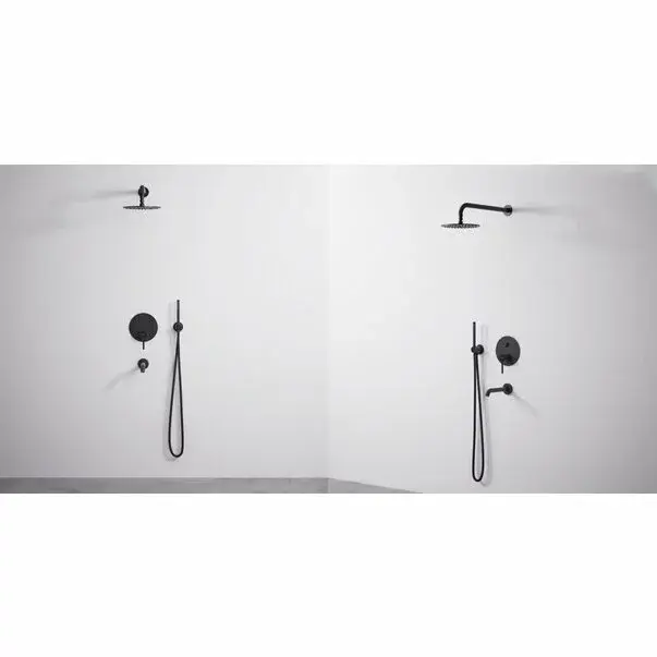 Sistem de dus cu pipa cada si baterie monocomanda Rea Lungo negru mat [6]
