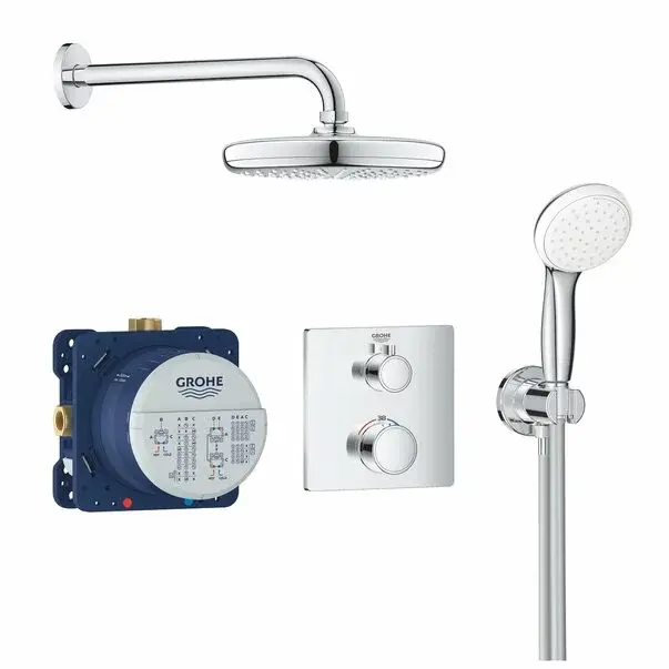 Sistem de dus Grohe Grohtherm Tempesta 210 incastrat cu baterie patrata [1]