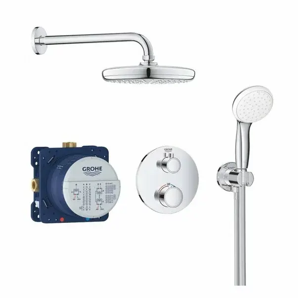 Sistem de dus Grohe Grohtherm Tempesta 210 incastrat cu baterie rotunda [1]