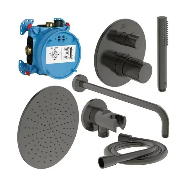 Sistem de dus incastrat Ideal Standard Ceratherm T100 negru mat [2]