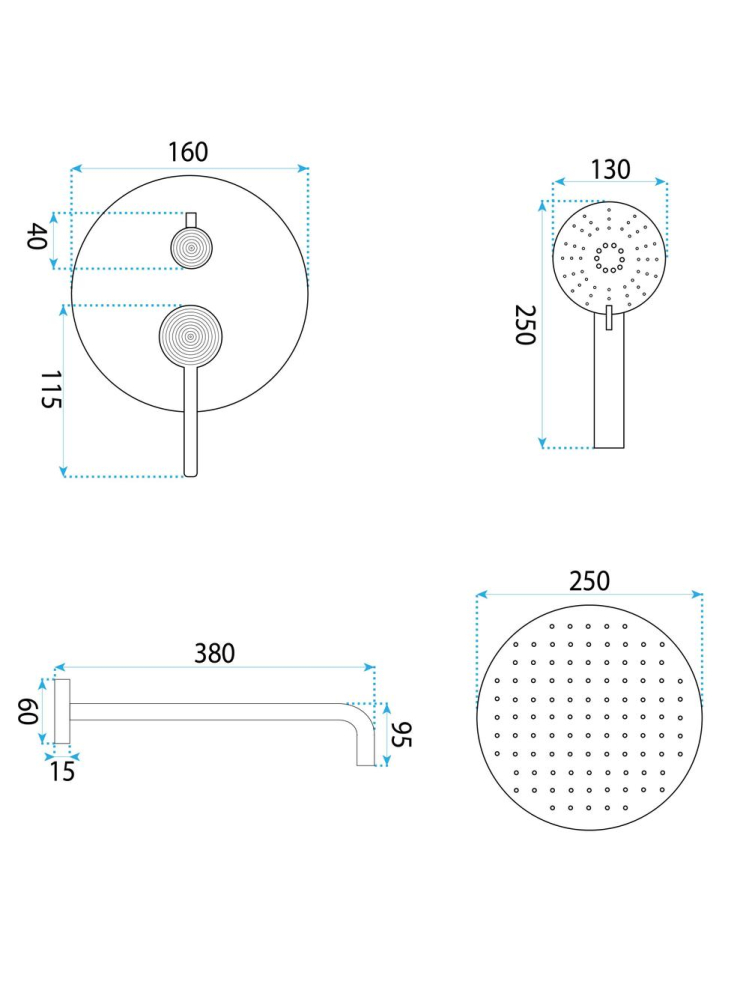 Set dus incastrat Rea Foster cupru periat BOX baterie monocomanda PVD Anti-Calc [11]