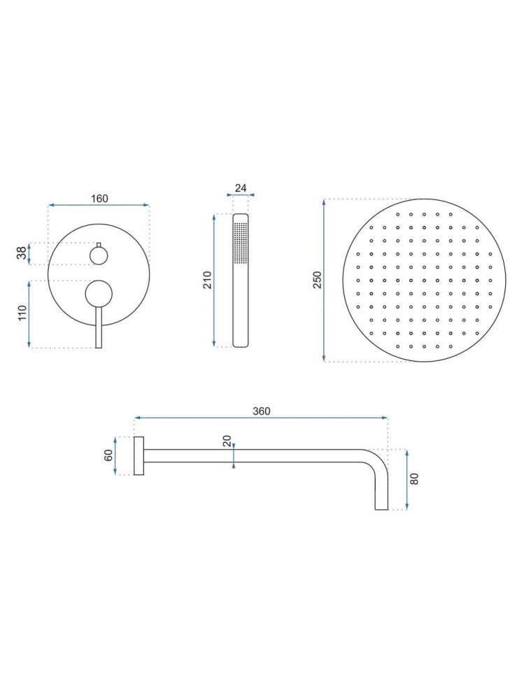 Sistem de dus incastrat Rea Lungo + BOX cupru [9]