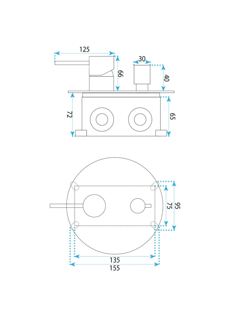 Sistem de dus incastrat Rea Lungo Stripe crom periat [9]