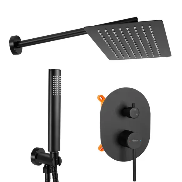 Sistem de dus incastrat Rea Oval negru mat [1]