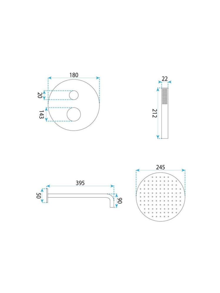 Sistem de dus incastrat Rea Venti + BOX auriu [12]
