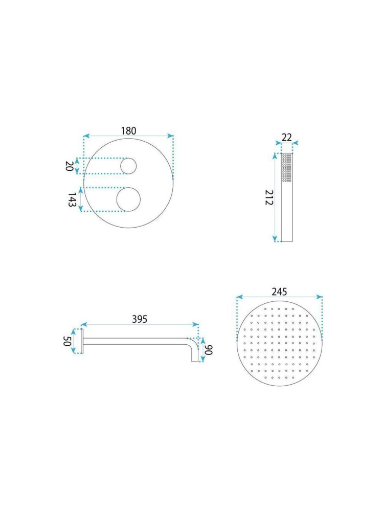 Sistem de dus incastrat Rea Venti + BOX auriu periat [10]