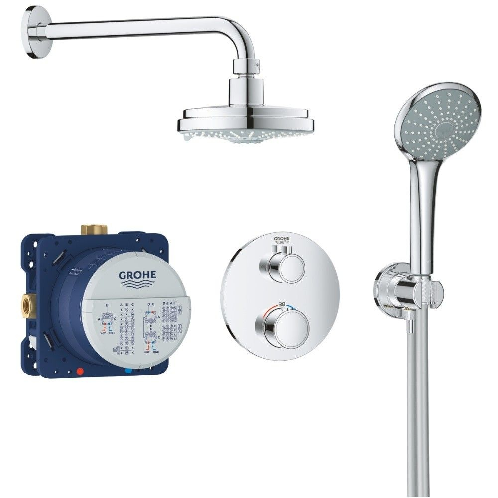 Sistem dus incastrat cu termostat Grohe Grohtherm Cosmopolitan 160, baterie rotunda [1]