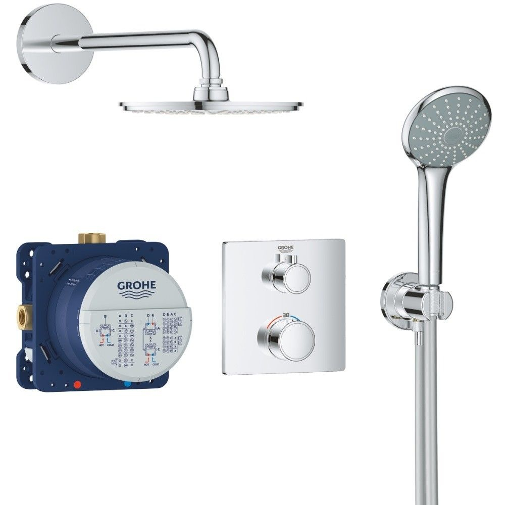 Sistem dus incastrat cu termostat Grohe Grohtherm Cosmopolitan 210, baterie patrata [2]