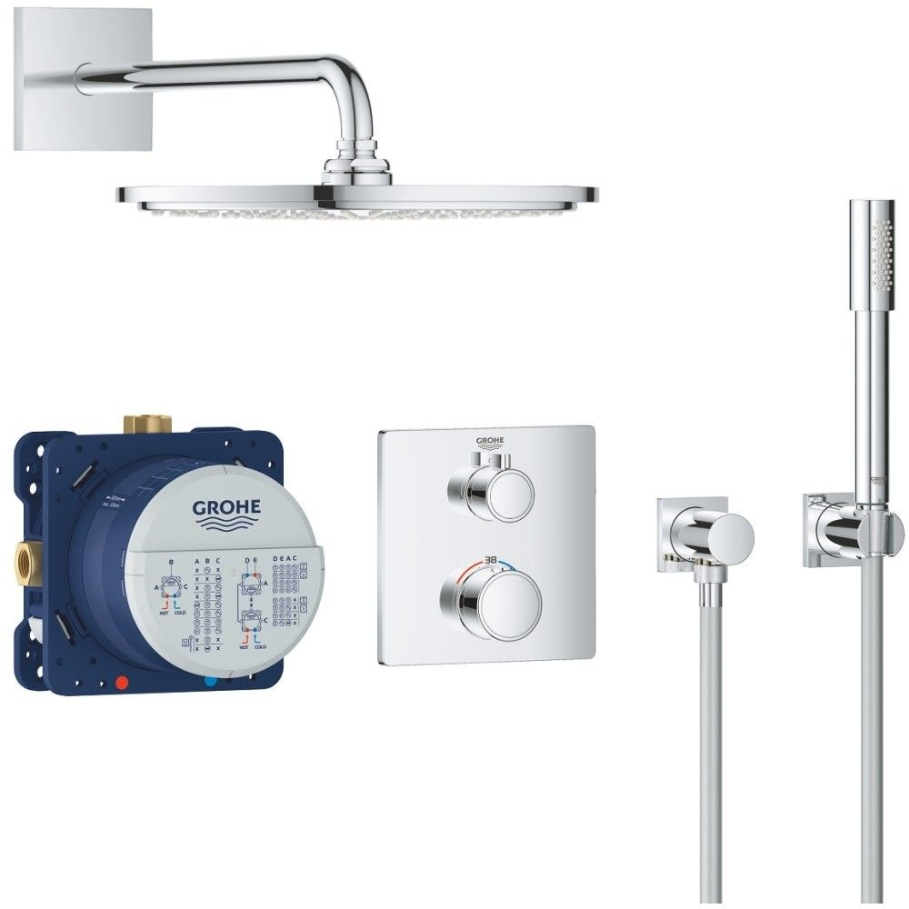 Sistem dus incastrat cu termostat Grohe Grohtherm Cosmopolitan 310, baterie patrata [2]