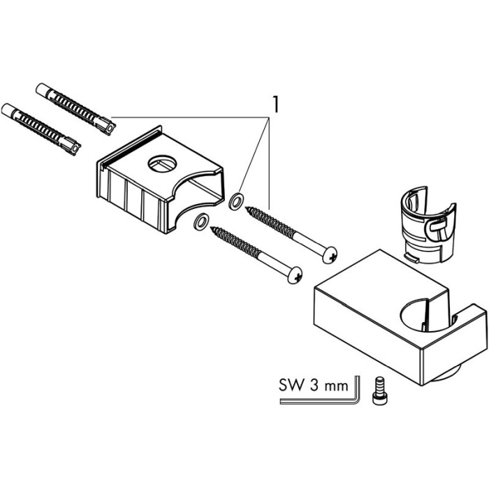 Suport de dus Hansgrohe, Porter E, Negru mat [3]