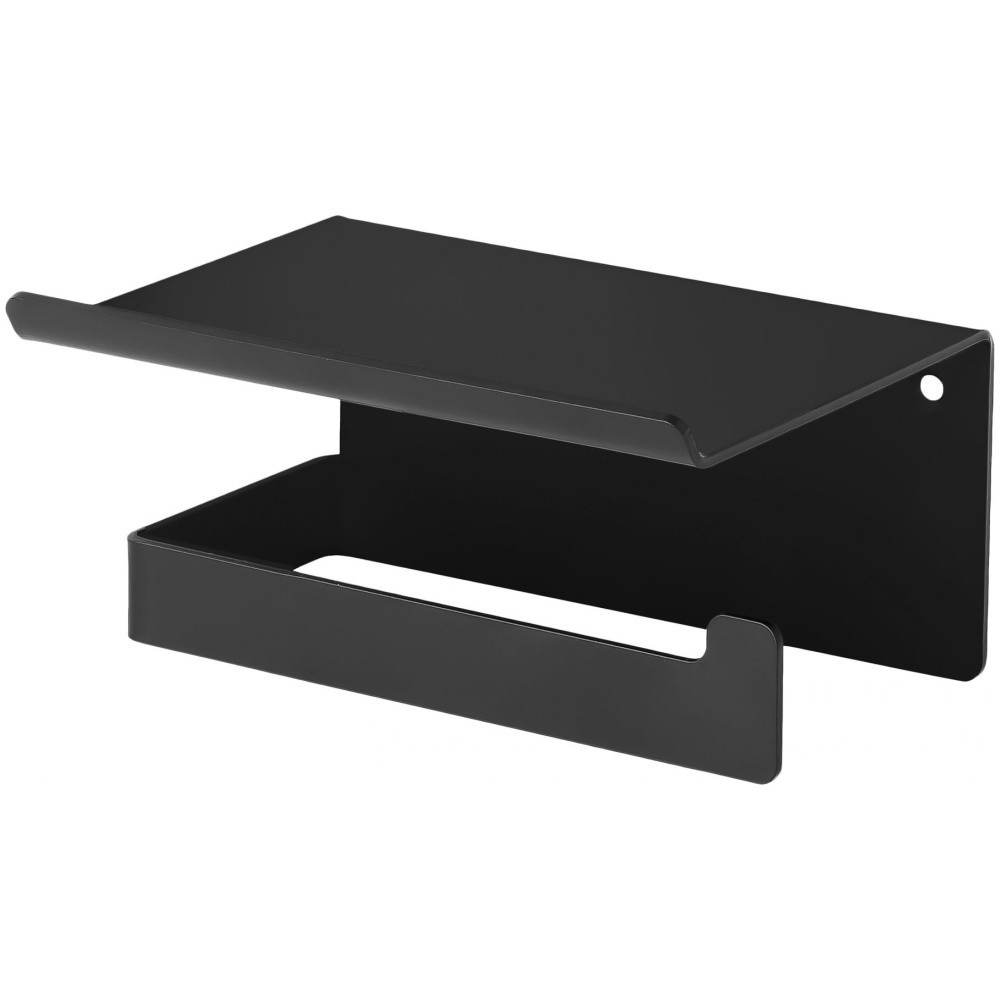Suport hartie igienica Deante Mokko negru mat cu raft [1]