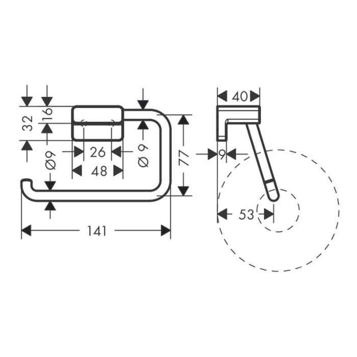 Suport hartie igienica, Hansgrohe, AddStoris, negru mat [2]