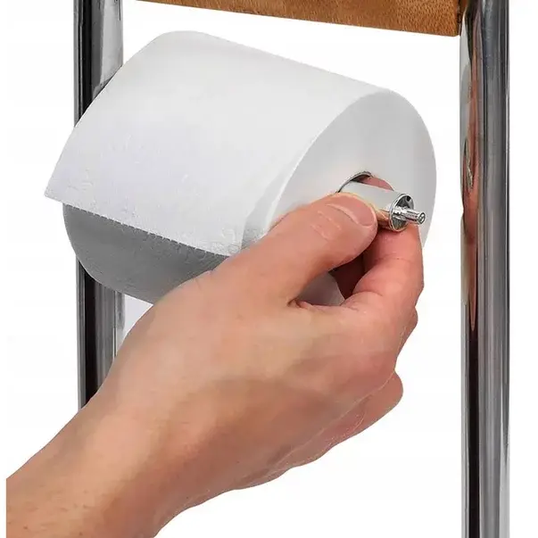 Suport hartie igienica Rea din bambus cu perie WC [4]