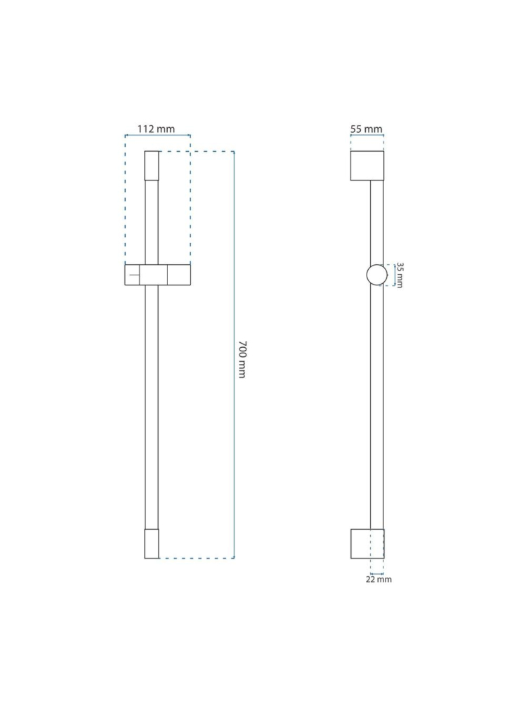 Suport para de dus Rea 01 Titan metal 700mm montaj cu suruburi [7]