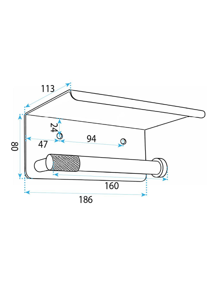 Suport pentru hârtie igienică cu poliță 6613 Modern crom periat [11]