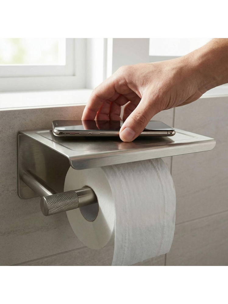 Suport pentru hârtie igienică cu poliță 6613 Modern crom periat [7]