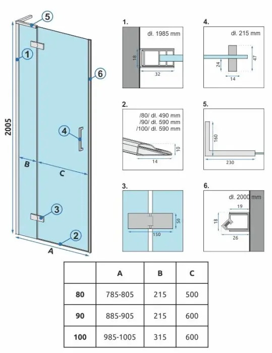 Usa de dus Hugo + profil 90cm Auriu Periat, Rea [8]