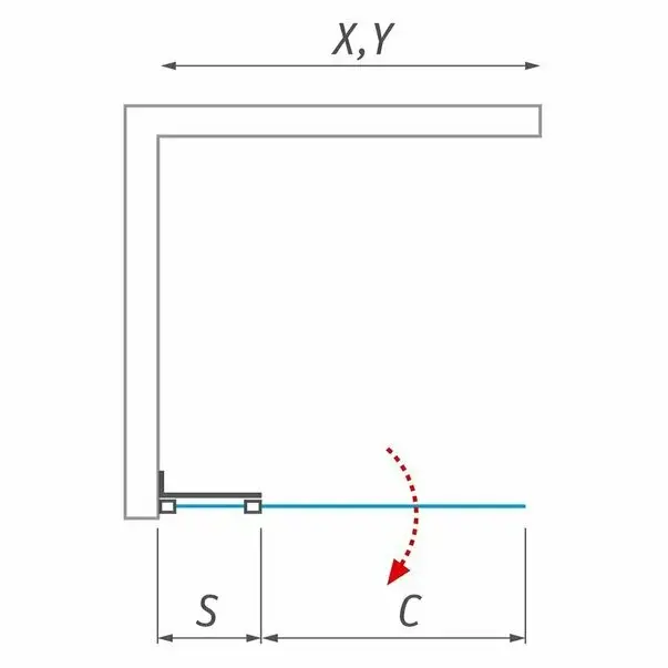 Usa de dus pivotanta GDO1N/900, H.2000, profil crom, sticla transparenta [2]