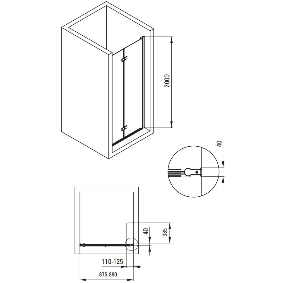 Usa de dus pliabila Deante Kerria Plus 90 cm sticla 6 mm crom [2]