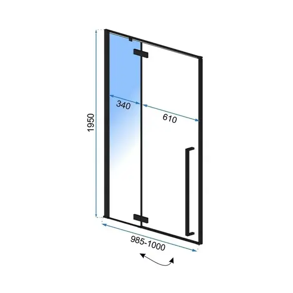 Usa de nisa batanta Rea Fargo 100 cm sticla 6 mm negru [2]
