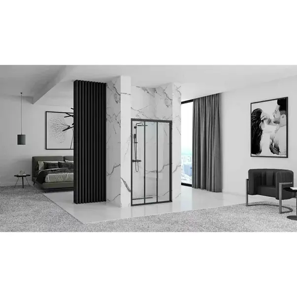 Usa de nisa culisanta Rea Alex 100 cm sticla 4 mm negru [6]
