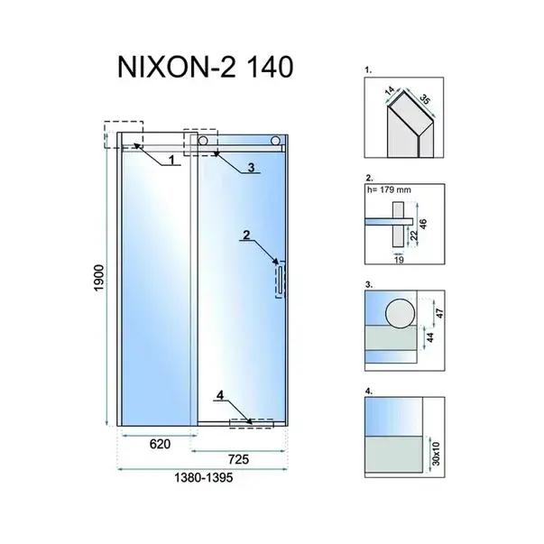 Usa de nisa culisanta Rea Nixon-2 140 cm sticla 8 mm crom stanga [2]