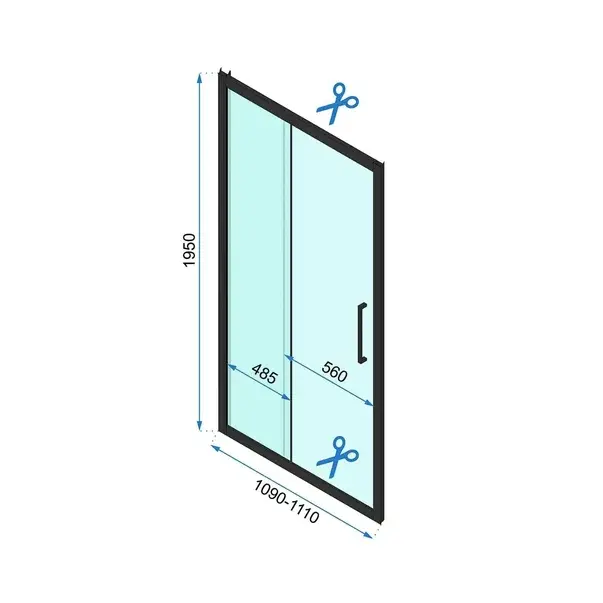 Usa de nisa culisanta Rea Rapid Slide 110 cm sticla 6 mm negru [2]