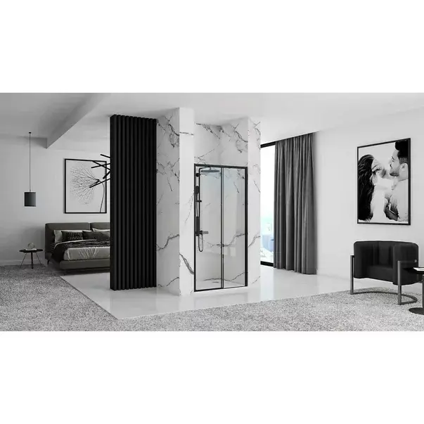 Usa de nisa culisanta Rea Rapid Slide 120 cm sticla 6 mm negru [3]