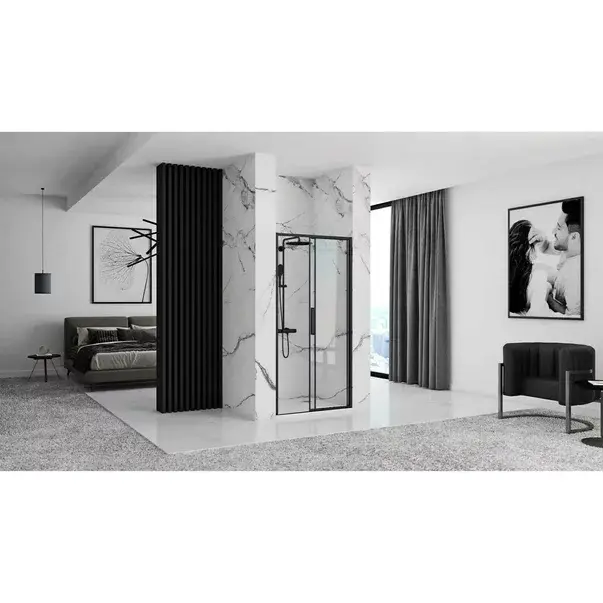 Usa de nisa culisanta Rea Rapid Slide 120 cm sticla 6 mm negru [6]