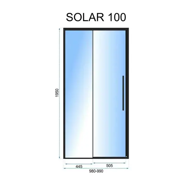 Usa de nisa culisanta Rea Solar 100 cm sticla 6 mm negru [2]