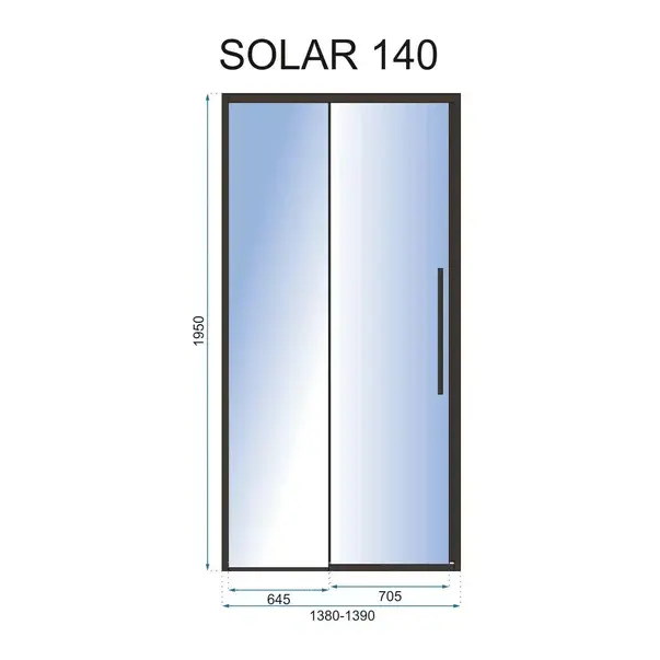 Usa de nisa culisanta Rea Solar 140 cm sticla 6 mm negru [2]