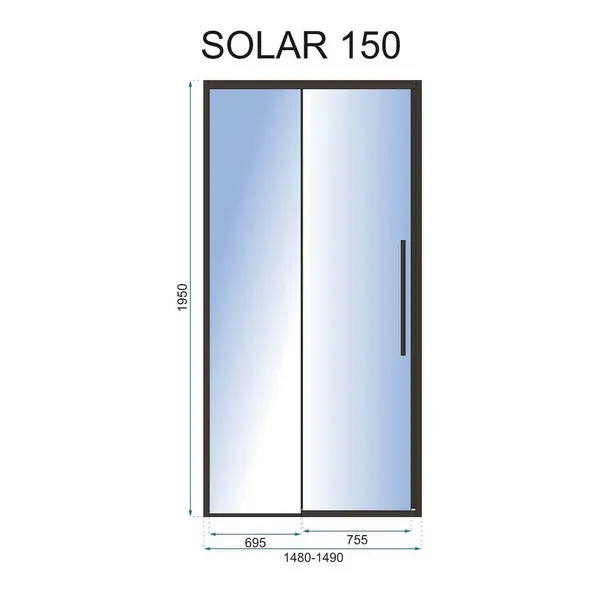Usa de nisa culisanta Rea Solar 150 cm sticla 6 mm negru [2]