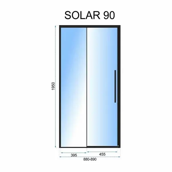 Usa de nisa culisanta Rea Solar 90 cm sticla 6 mm negru [2]