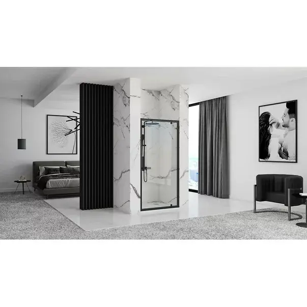 Usa de nisa pivotanta Rea Rapid Swing 100 cm sticla 6 mm negru [4]