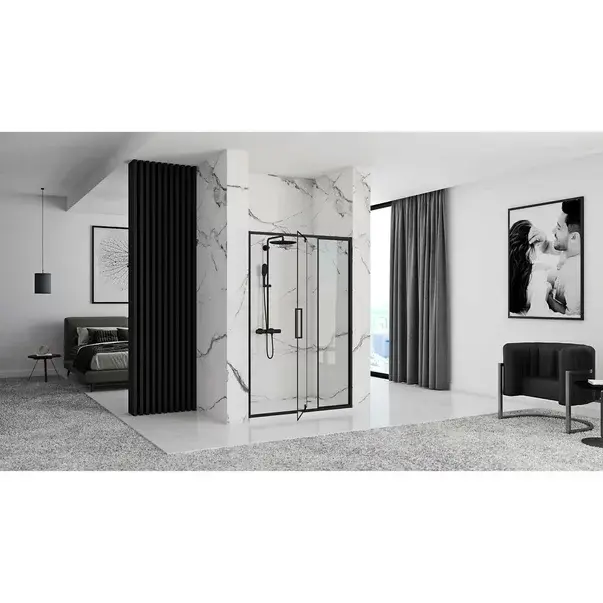 Usa de nisa pivotanta Rea Rapid Swing 120 cm sticla 6 mm negru [6]