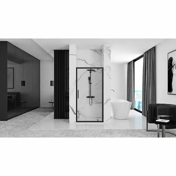Usa de nisa pivotanta Rea Rapid Swing 70 cm sticla 6 mm negru [5]