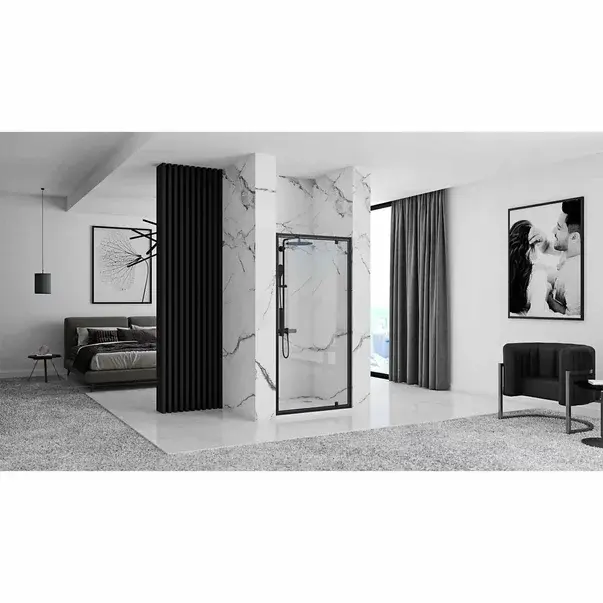 Usa de nisa pivotanta Rea Rapid Swing 70 cm sticla 6 mm negru [3]