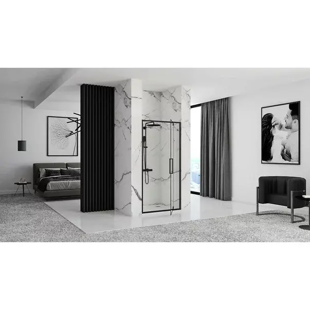 Usa de nisa pivotanta Rea Rapid Swing 80 cm sticla 6 mm negru [5]