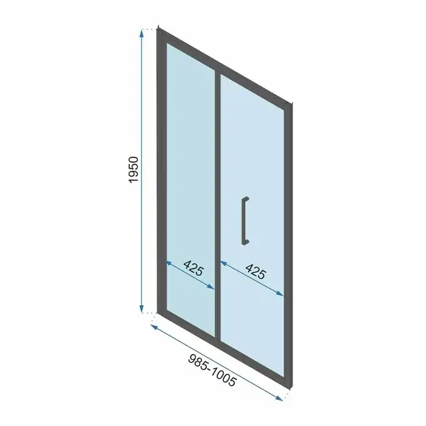 Usa de nisa pliabila Rea Rapid Fold 100 cm sticla 6 mm negru [2]