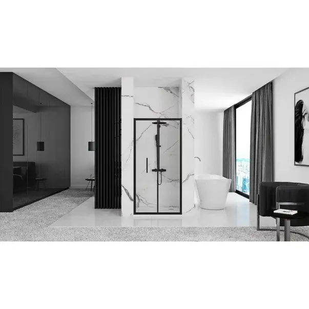 Usa de nisa pliabila Rea Rapid Fold 80 cm sticla 6 mm negru [5]