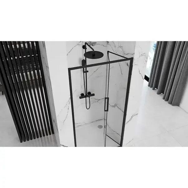 Usa de nisa pliabila Rea Rapid Fold 80 cm sticla 6 mm negru [4]
