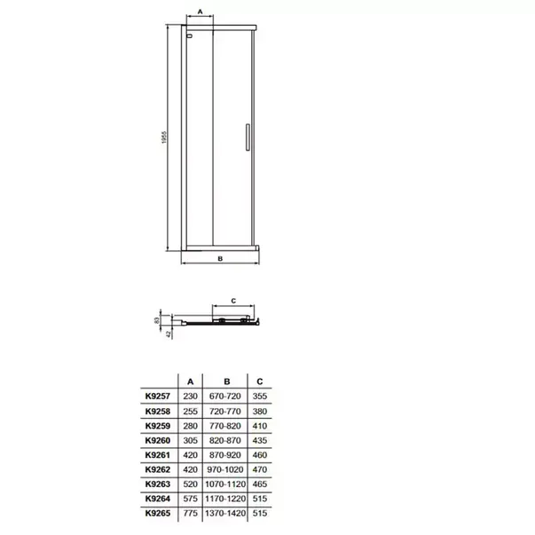 Usa glisanta cu segment fix 90 cm negru mat Ideal Standard Connect 2 [5]