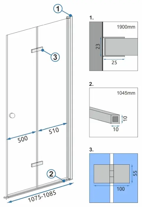Usa pliabila de dus Fold N2 Modul Crom 110cm, Rea [2]