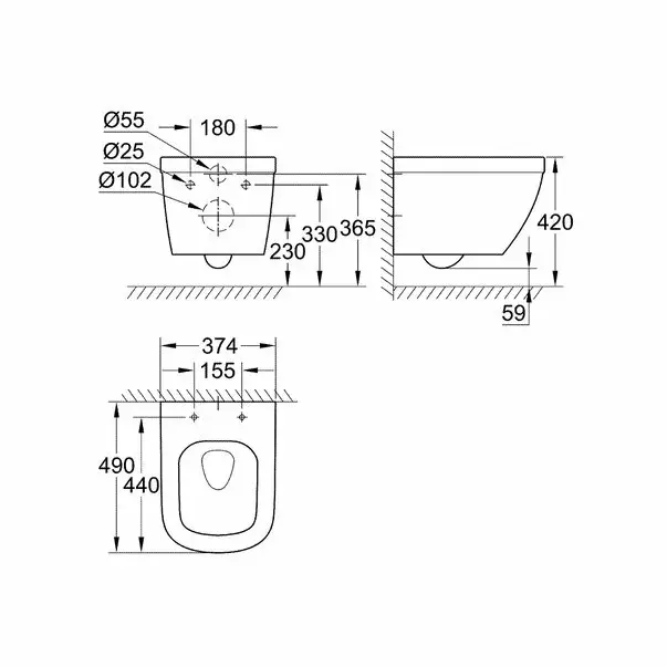 Vas wc compact Grohe Euro Ceramic Rimless Triple Vortex [6]