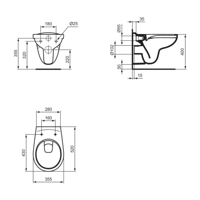 Vas WC IDEAL STANDARD EUROVIT suspendat rimless K881001 [2]