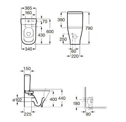Vas WC complet monobloc Roca The Gap Rimless alb [3]